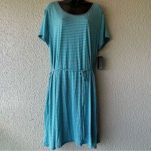 Just Love scoop neck dress blue and gray striped dress knee length 3X NWT